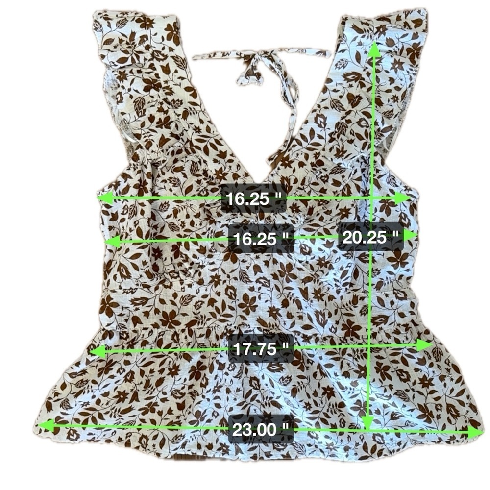 Flutter-Sleeve Floral V-Neck Tie-Back Top Size: M - Picture 3 of 16